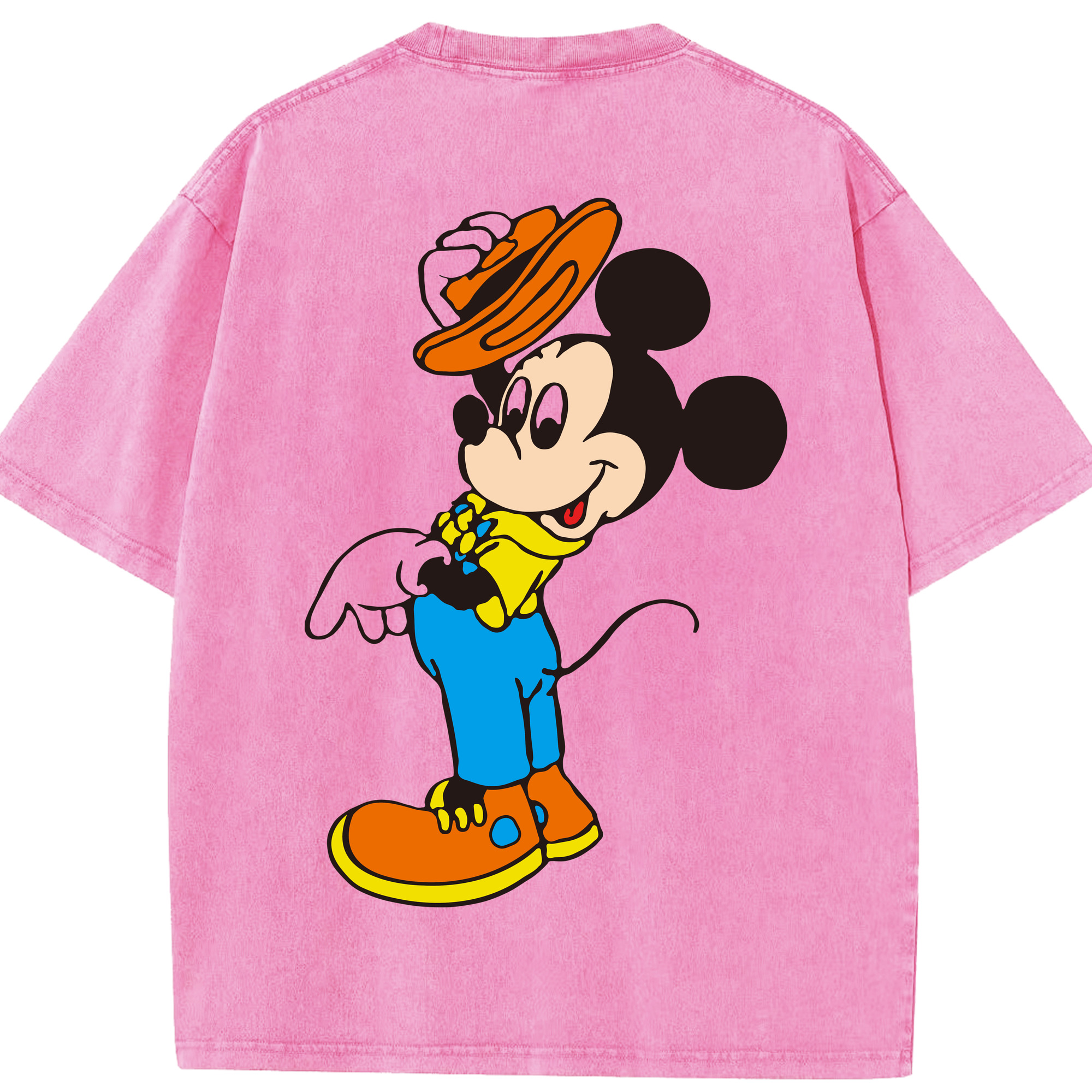 （画像用） ミッキーマウス Mickey Mouse 綿100% ヴィンテージ風 半袖Tシャツ（背面プリント）